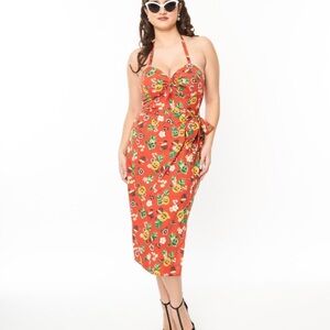 Unique Vintage Plus Size June -O-Ween Halloween / Summer 1950s Sarong Dress NWT